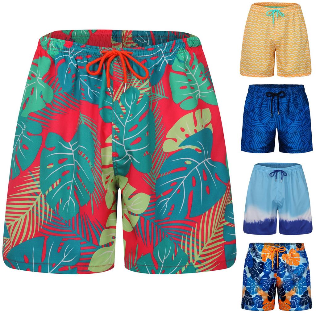 Modische Herren-Badehose mit zweilagigen Taschen, bedruckt, für Strand und Freizeit
