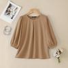 ZANZEA Blusa casual da donna a maniche 3/4 a tinta unita con scollo rotondo