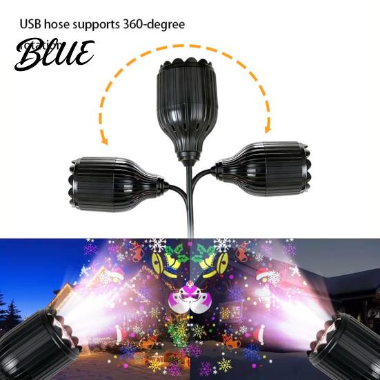 LED Projector Light USB Christmas Snowflake Light Flexible Gooseneck Projection Lamp Ambient Night Lamp for Bedroom Ceiling Decoration