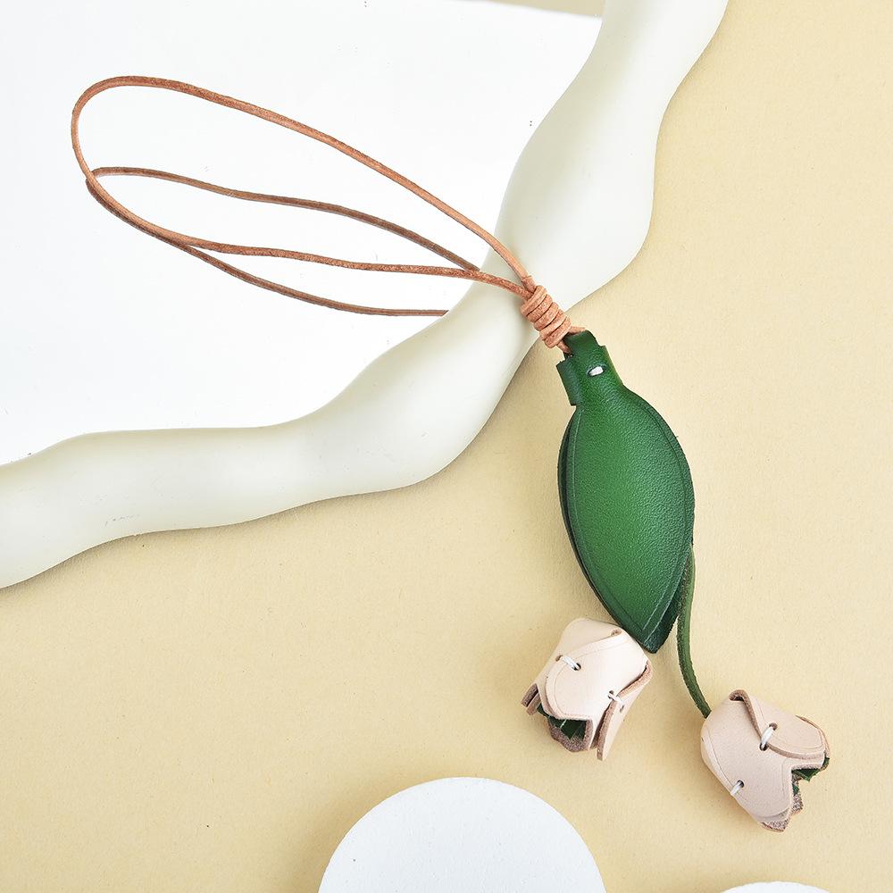 Leather Flower Bag Pendant Femininity Handmade Leather Pendant Portable Carry-On Bag Ins Style