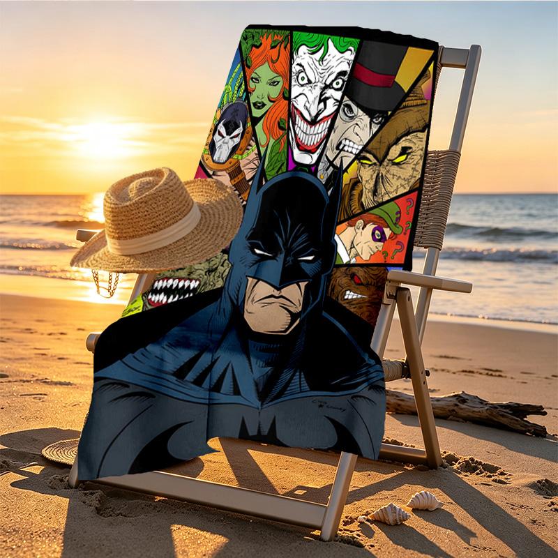 Superheroes Print Beach Towel Design, Soft, Lightweight. for Home Bathroom, Spa, Pool, Yoga, Surfing, Camping, Gift for Family, Friend