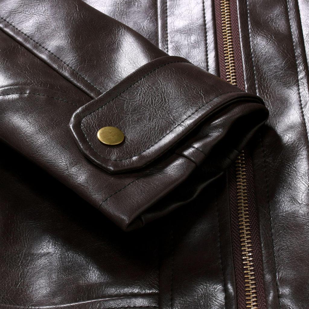 2023 Herren Lederjacke im Used-Look - Europäischer & Amerikanischer Punk-Stil mit Stehkragen