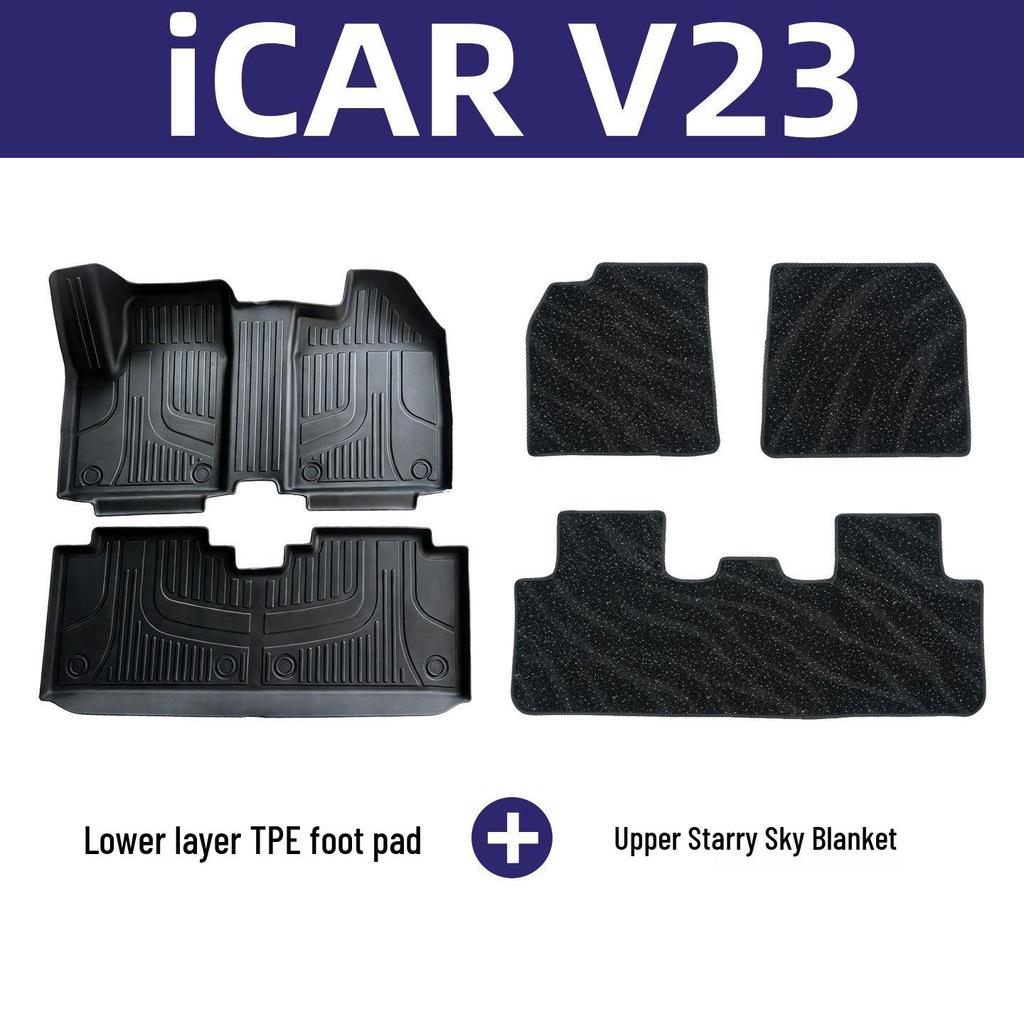 Chery iCAR V23 Eco-friendly TPE Floor Mats - Odorless, Double Layer, Wear-resistant Interior Mats