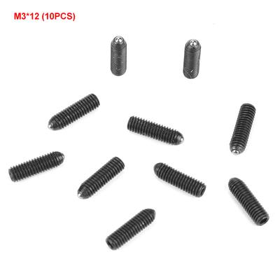 10pcs M3 Screw Thread Hex Socket Carbon Steel Ball Spring Plungers Set (M3*12)