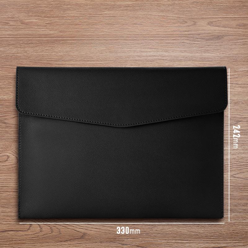Leather File Bag A4 File Bag, File Bag, Data Button, Business Document Storage Bag, Portable and Large Capacity
