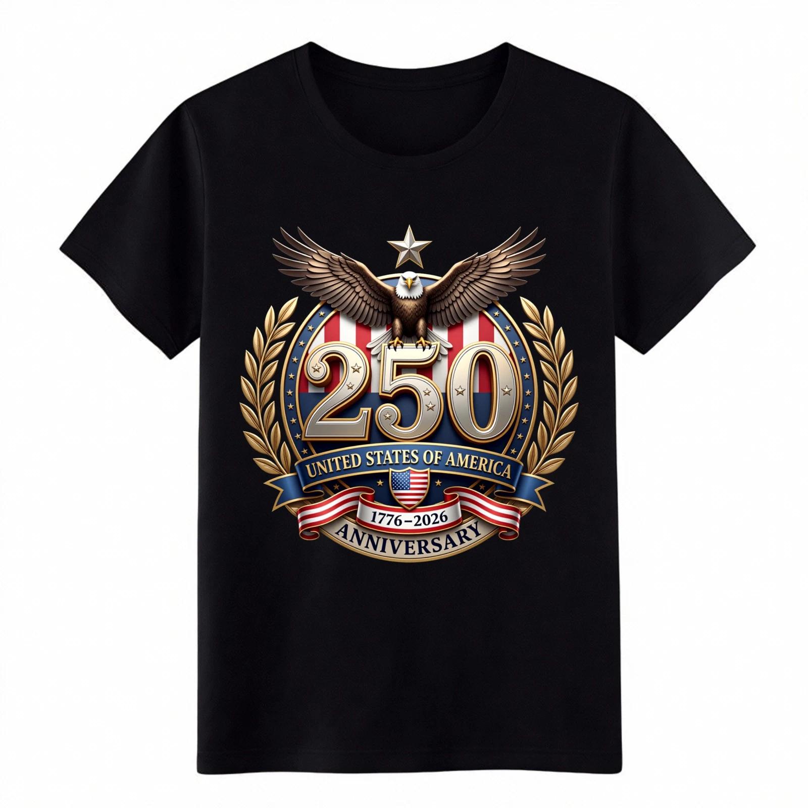 250th Anniversary print Tee Unisex Casual Graphic Patriotic Eagle USA Gift Shirt S