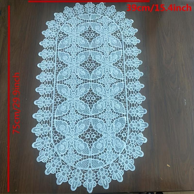Oval Flowers Embroidery White Bed Table Runner Flag Cloth Cover Kitchen Wedding Christmas Table Decoration and Accessories