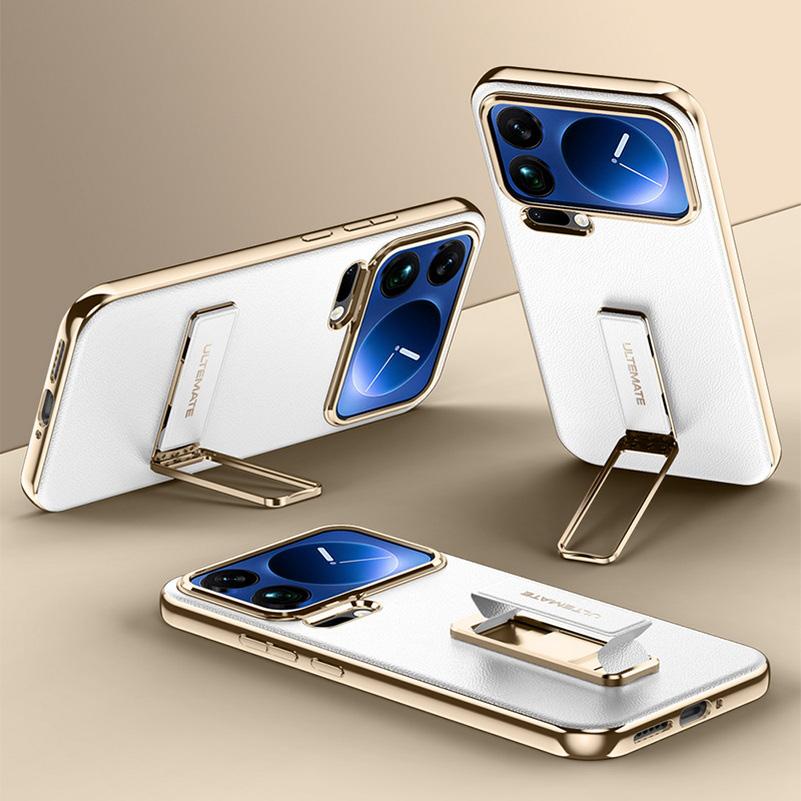 

Leather Wristband and Metal Stand Fully Envelop the Lens Case For Xiaomi 17 Pro Max Mi17 pro xiaomi17 Slim Back cover Xiaomi 17 pro max