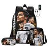 Children 3Pcs Set Daily Pack Football Star Rucksack Best Gift Pupil School Carry Carrier Pencil Bags M-Messis School Bag