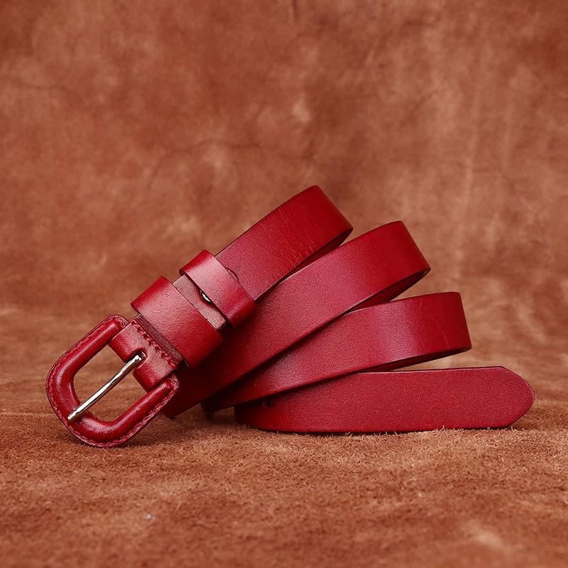 

Ремень для женских джинсов из коровьей кожи в стиле ретро, простой декор, антипуговичная головка, пояс для аллергиков на металл, женская модель 115cm