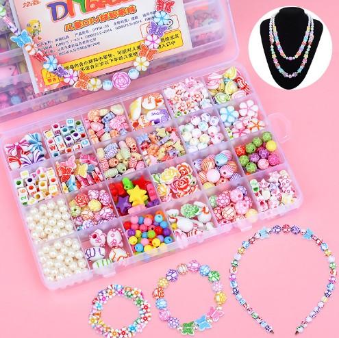 550pcs DIY Handmade Beaded Children s Toy Creative Loose Spacer Beads Crafts Making Bracelet Necklace Jewelry Kit Girl Toy Gift
