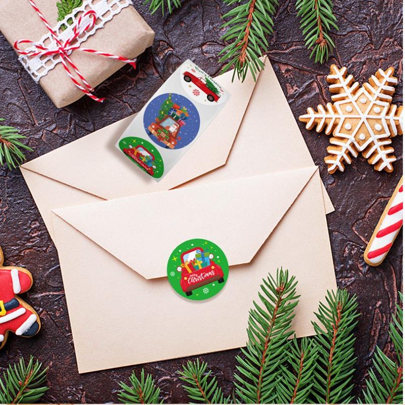 500pcs Merry Christmas Stickers 1 Inch Round Christmas Tags Stickers for Kids Gift Baking Package Envelope Stationery Decor