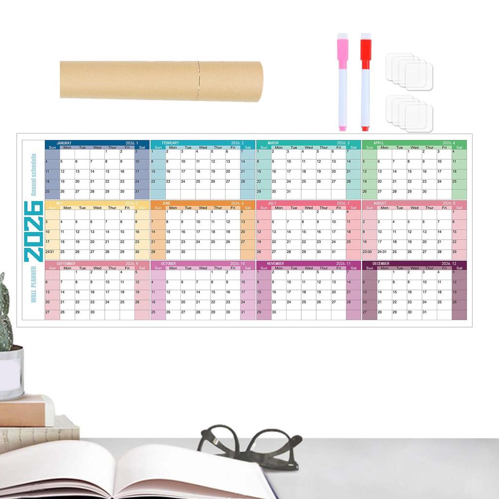 2026 Wall Calendar 12 Month 2026 Calendars Dry Erase Wall Planner Agenda Planner Thick Paper 12 Month for Rome Decor Family