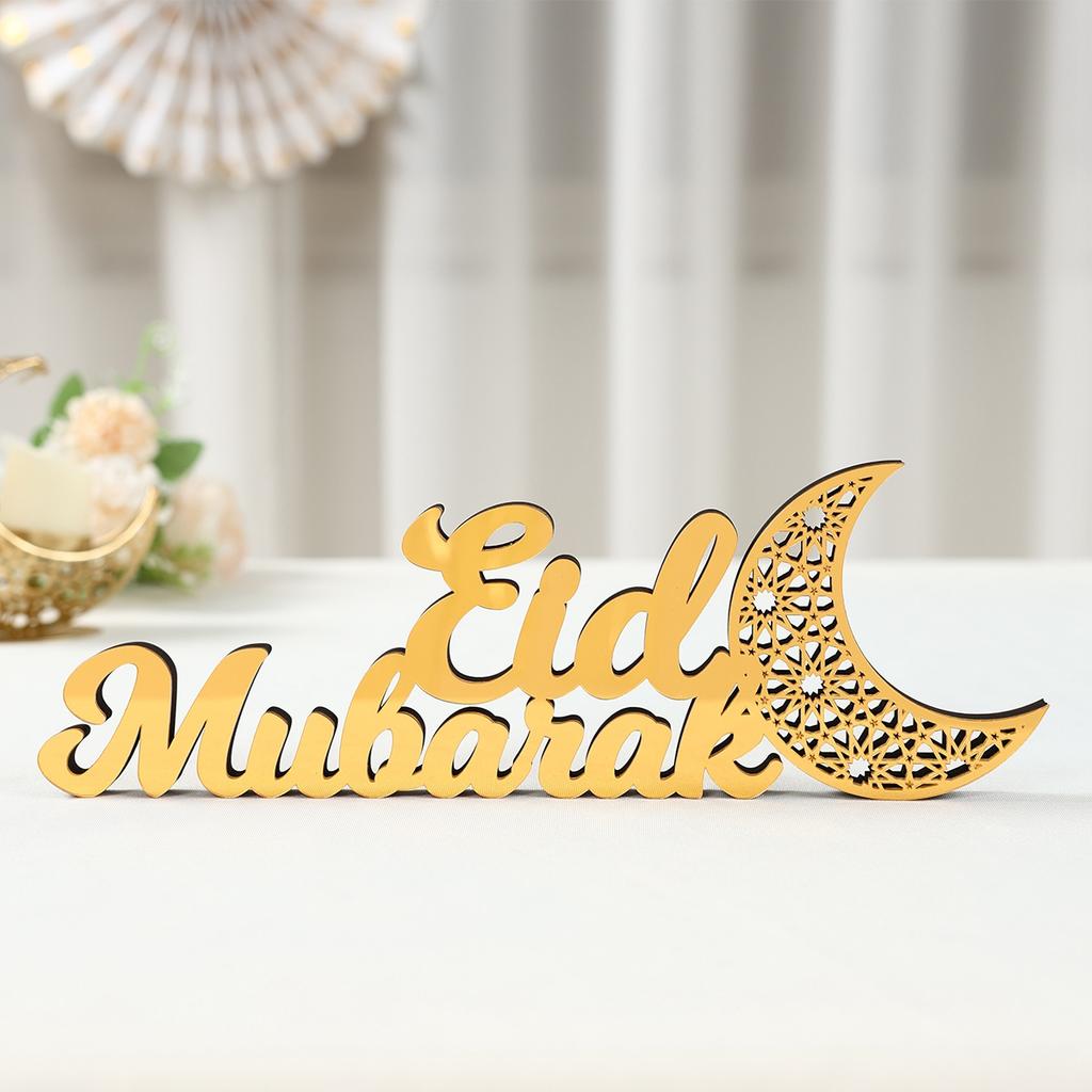 Ramadan Kareem Golden Acrylic Ornament 2025 Eid Mubarak Ramadan Decoration for Home Islamic Muslim Party Decor Eid Al Adha Gift