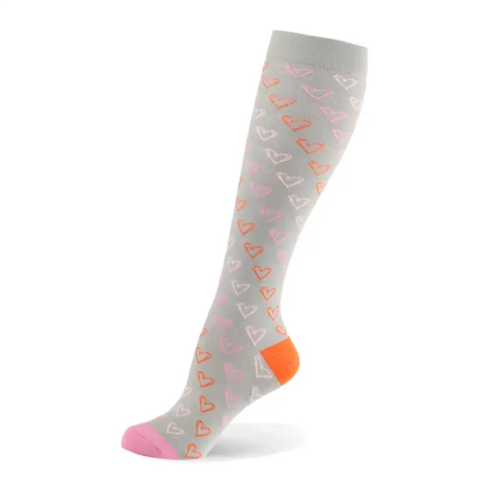 Compression Women Men Stockings Popular Love Pattern Stripe Lattice Star Compress Socks Running Sports Elastic Pressure