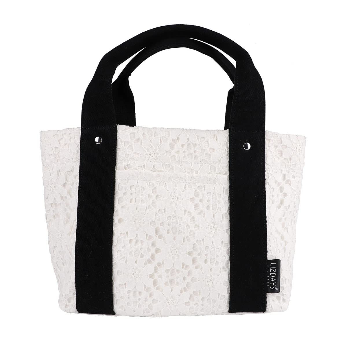 

Мини-сумка-тоут Lizdays с удобной кружевной холщовой сумкой, отделениями, местом для хранения, (Натуральный/черный)