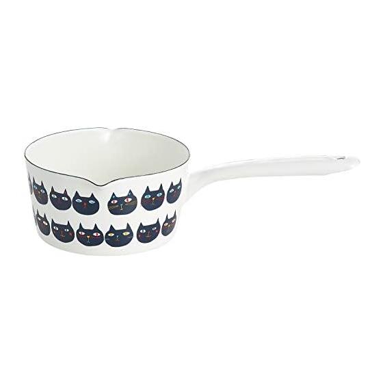 Tamahashi Milk Pan Enamel 15cm IH/Gas Fire Compatible Made in Japan Prune White Mimikokomomo YJM-100