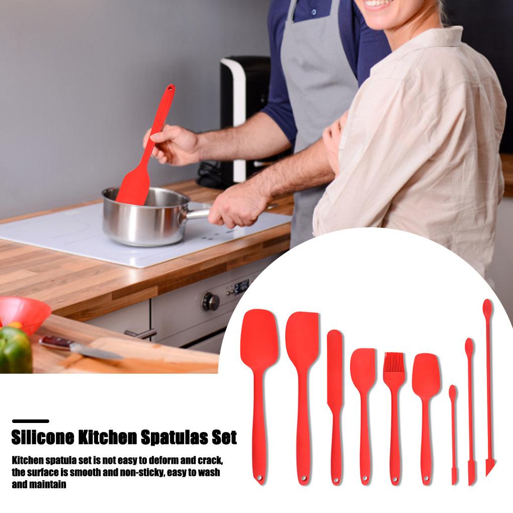 9 Pieces Kitchen Spatulas Set Cake Scrapers Brush Silicone Cake Scrapers Brush Household Cooking Baking Utensils Tools
