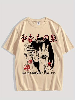 Herren Damen Y2K Anime-inspiriertes Grafik-T-Shirt - "JUST YOU" Augen- & Mund-Print Lässig Polyester Kurzarm T-Shirt Rundhals