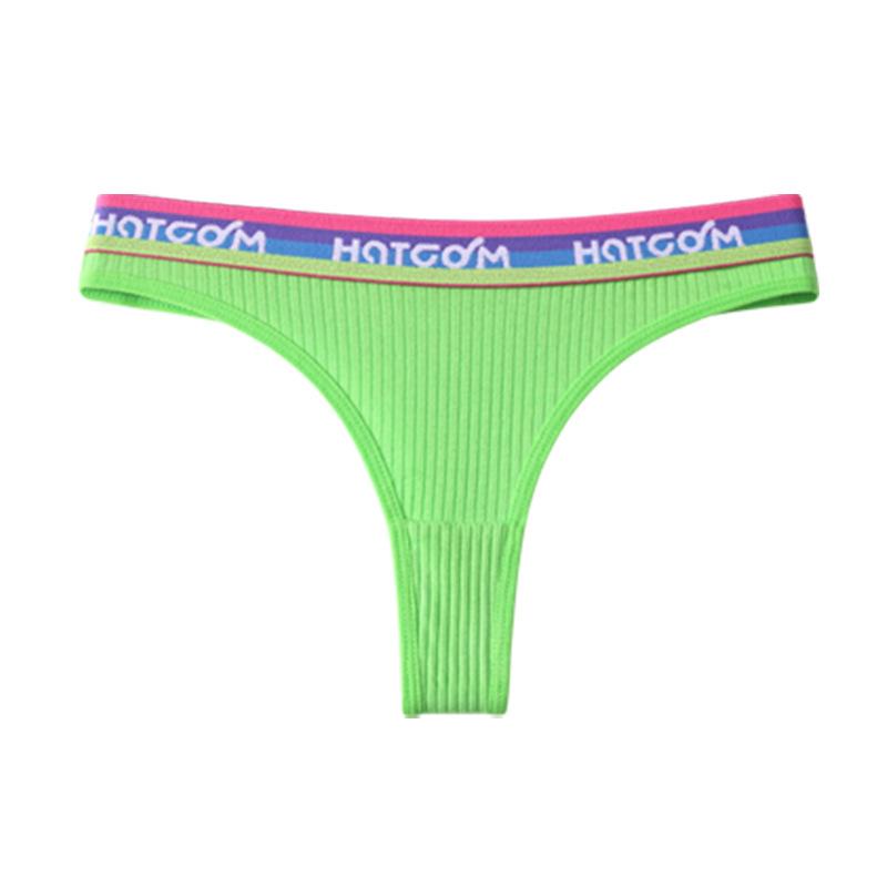 

Европейский размер Сексуальные стринги с низкой посадкой Пояс с буквами Нить Женское нижнее белье Брифы Т-образные трусы Хлопок 170/M флуоресцентный зеленый