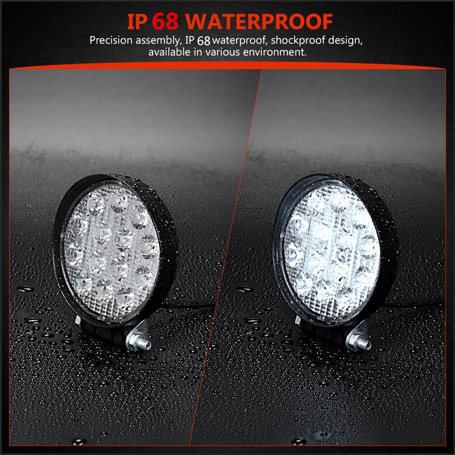 Pair 4.5Inch 14LED 70W 6500K Aluminum Round LED Work Light Fog Driving Lamp Offroad SUV Spotlight Bar Boat
