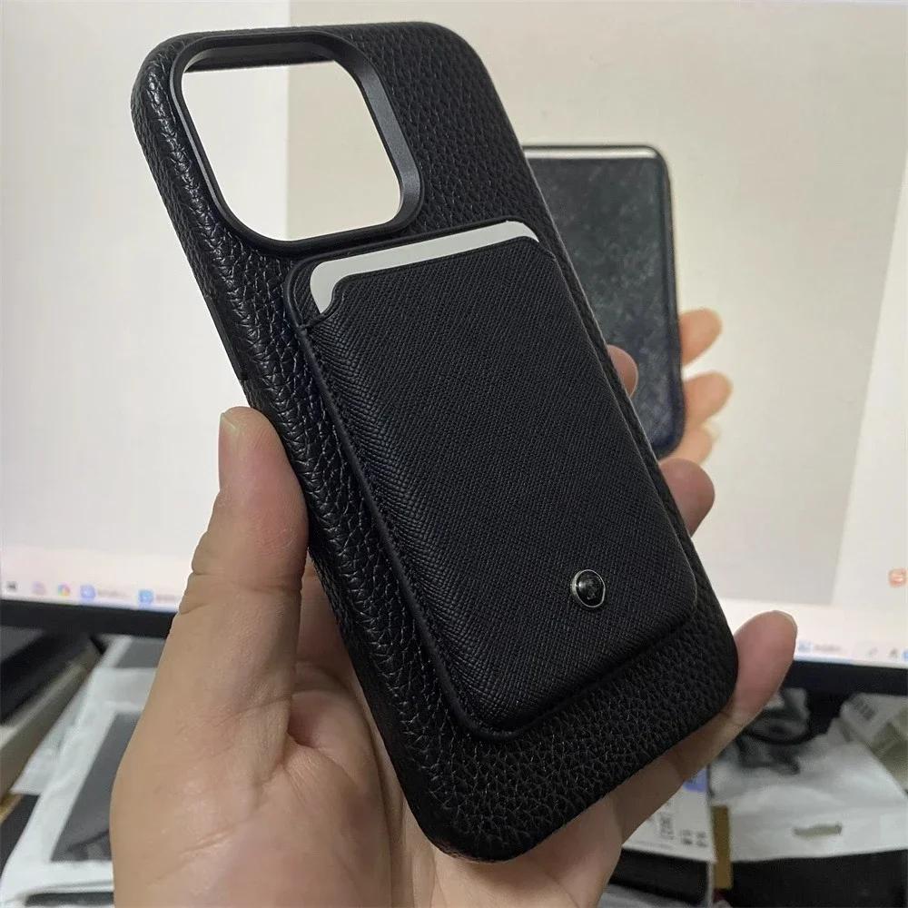 High End Minimalist Business Sle Strong Magnetic Leather Card For IPhone 17 Pro Max 16 15 14 13 12 Portable Wallet Card Bag Pocket Slot