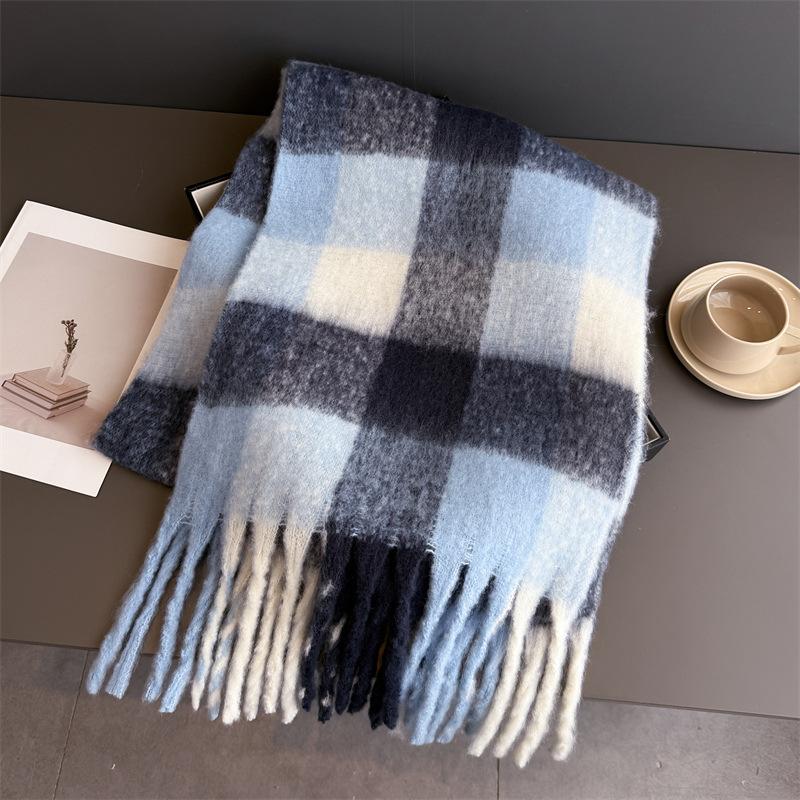 Design  Luxury Plaid Scarf Winter Warm Cashmere Women Long Pashmina Foulard Female Scarves Lady Tassel Shawl Wraps