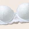 Women Lace Bra Half Cup Demi Bras with Thick Padded Lingerie Strapless Backless Design B Cup Underwear