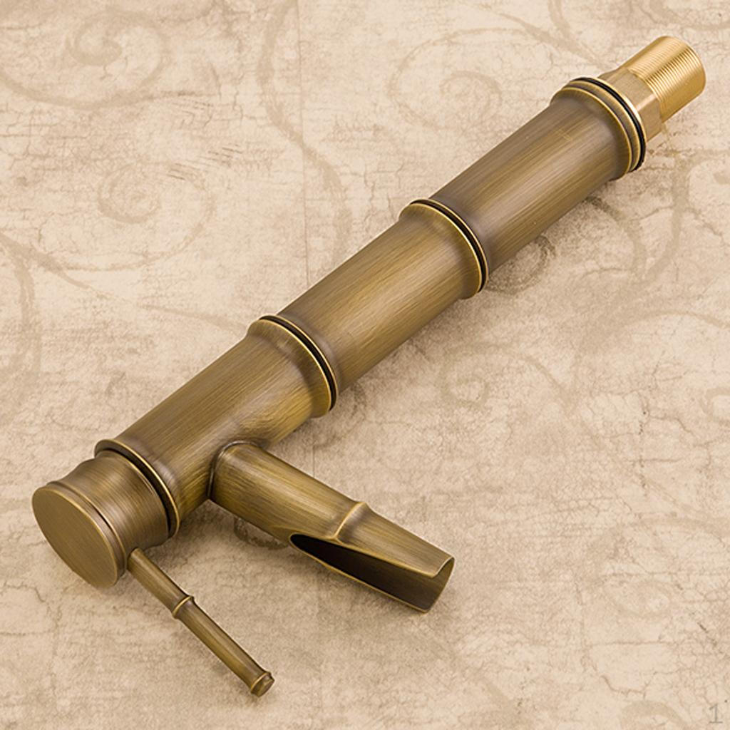 

Home Brass Waterfall Bathroom Sink Vessel Faucets Bamboo Shape Deck Mount Basin Mixer Taps Crevasse