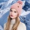 Women Winter Knitted Hat with Faux Fur Pom Pom Ball