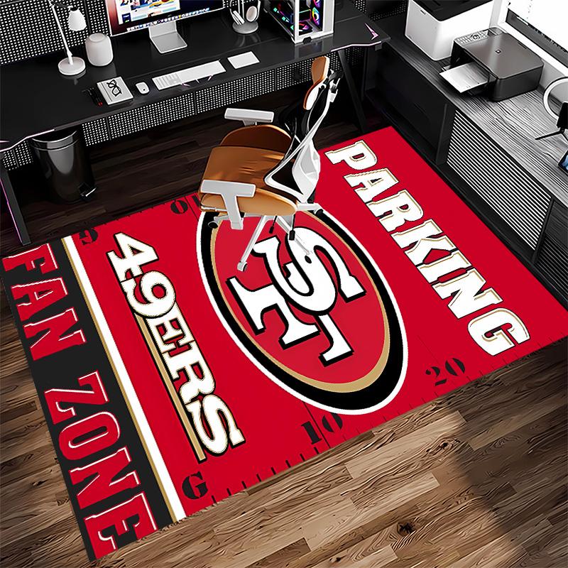 San Francisco 49ers LOGO Print Area Rug - Soft, Washable Non-Slip Indoor Mat for Office Chairs, Living Room, Home Office Decorative Rug