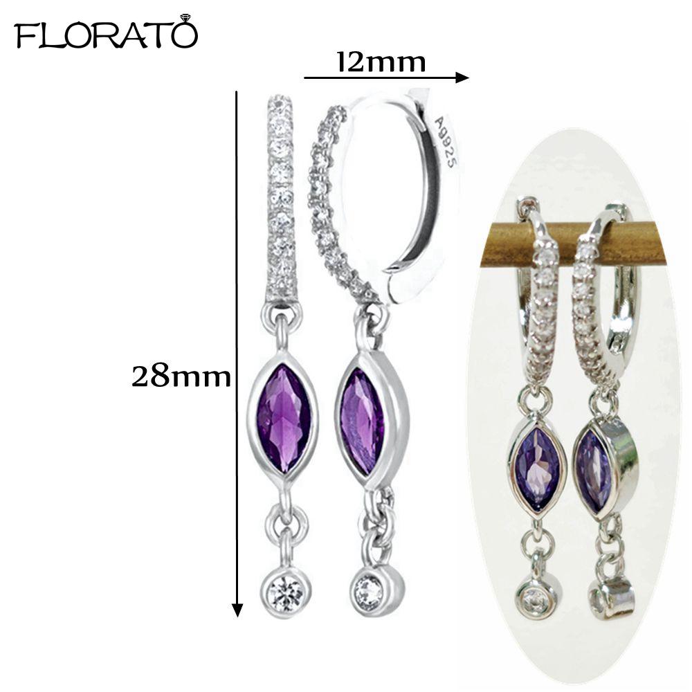 925 Silver Needle Elegant Purple Earrings Exquisite Small Hoop Earrings for Women Fashion Puncture Jewelry Accessories