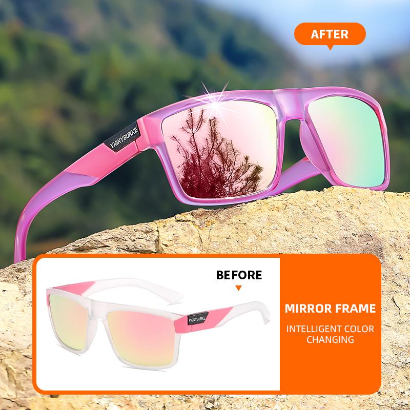 Classic Square Frame Sunglasses, UV400 Protection, Novel Photochromic Frame for Men And Women