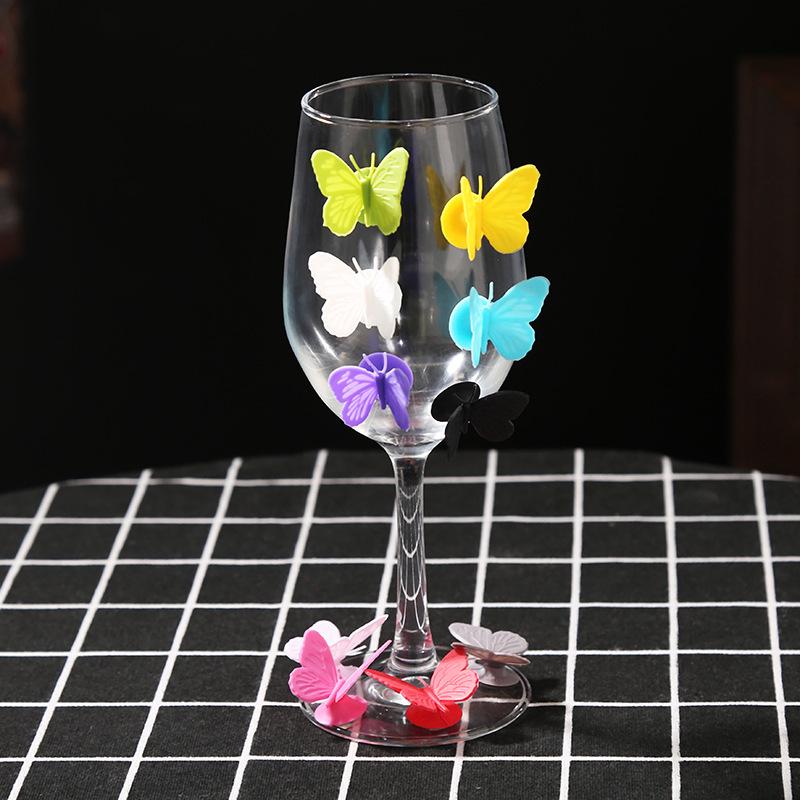 Silikon Schmetterling Weinglas-Markierer und Trenner - Partyzubehör Saugnapf-Aufkleber