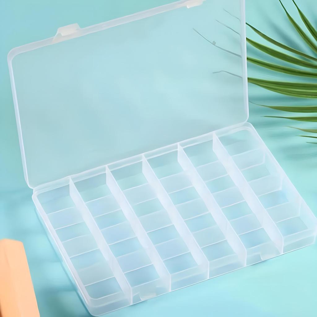 24 Compartments Clear Jewelry Box, Plastic Organizer Storage Container With Adjustable Dividers For Jewelry Crafts Beads