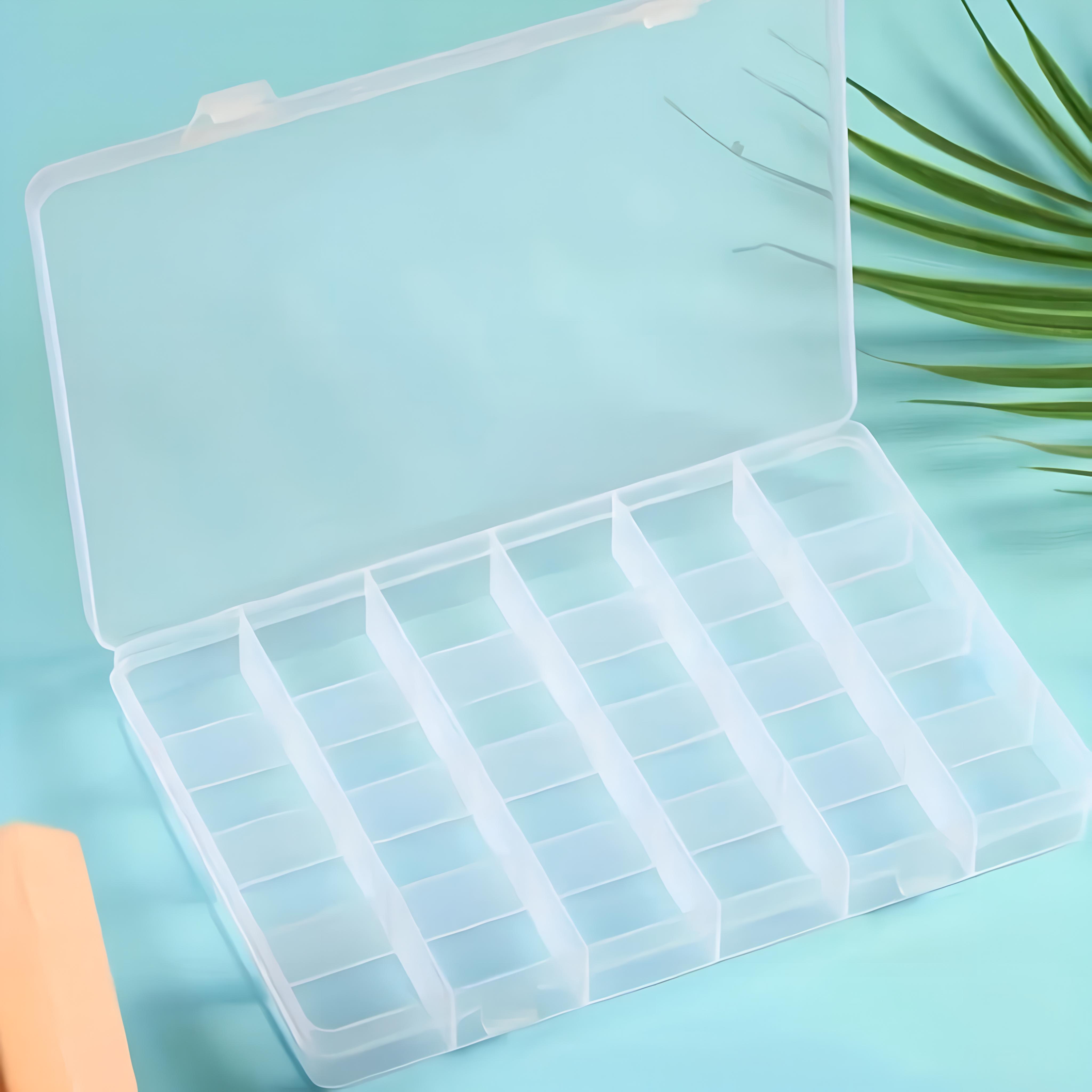 

24 отделения, прозрачная шкатулка для драгоценностей, пластиковый контейнер для хранения органайзера с регулируемыми разделителями для ювелирных изделий, бусин 24 Compartments белый