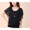 Summer new chiffon shirt women's short-sleeved large-size women's clothing thin bat chiffon top bottoming shirt