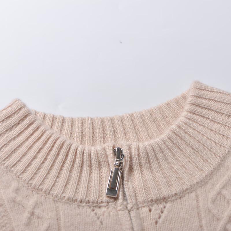 Fanzhen Women's 100% Wool Thick Knit Stand Collar Cardigan