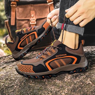 Fashion Men Hiking Shoes Leather Outdoor Trail Running Shoes Anti-slip Casual Hiking Training Sneakers Zapatillas Para Hombre Masculino