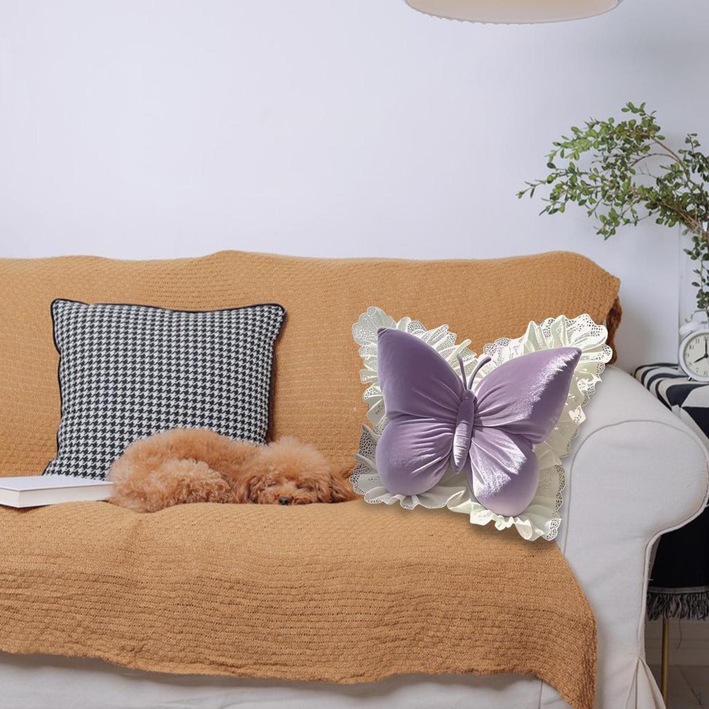 Butterfly Decorative Pillow Back Cushion Ornament, 19.69''x15.75'' Waist Support Sofa Throw