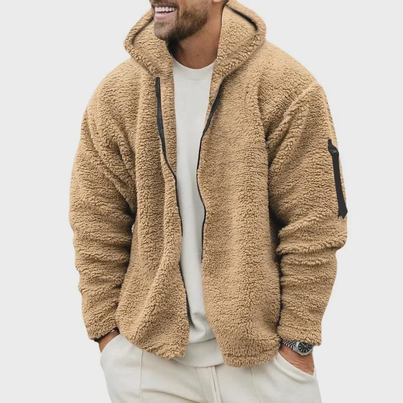 Herr Höst/Vinter Dubbelsidig Fleece Jacka med Huva