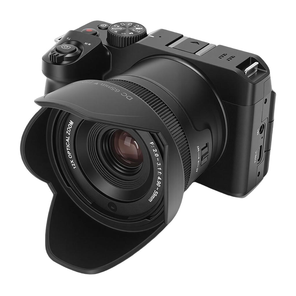 5K Digital Camera 72MP 270 degrees  Flip Screen 12x Optical Zoom WiFi Digital Video Camera for Vlog Taking
