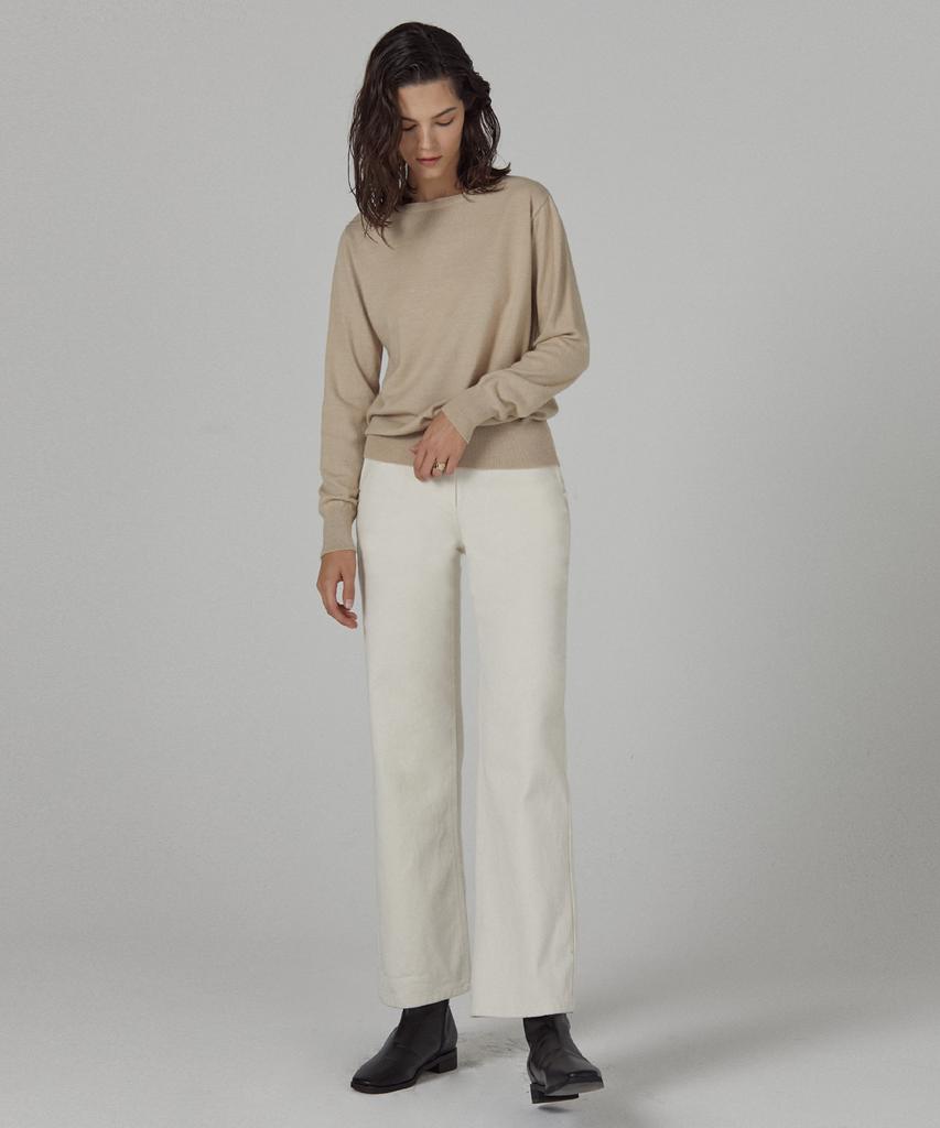 A.RIFF Straight Cotton Pants - Ivory