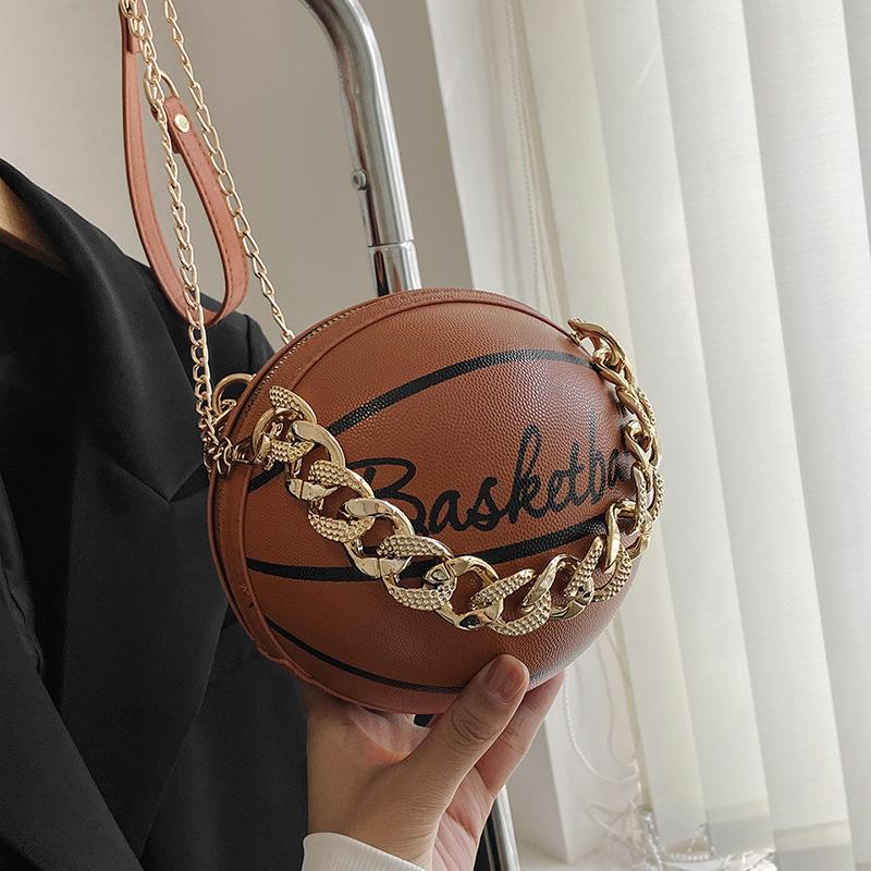 

Women Shoulder Bag PU Leather Chain Basketball Bag New Letter Print Teenagers Handbag Fashion Crossbody Bags Female 16 16 16