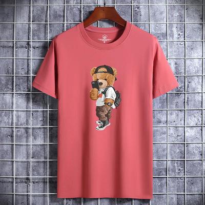 Trendy Loose-Fit-T-Shirt aus Baumwolle mit Aufdruck für Herren – Kurzarm