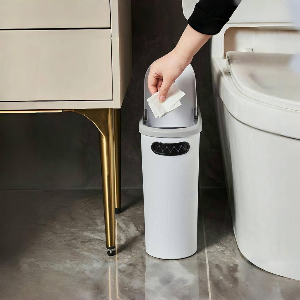 Kitchen Trash Can 10L Garbage Slim Trash Bin Press Top Lid Wastebasket Dustbin Toilet Waste Garbage Can for Room Bathroom