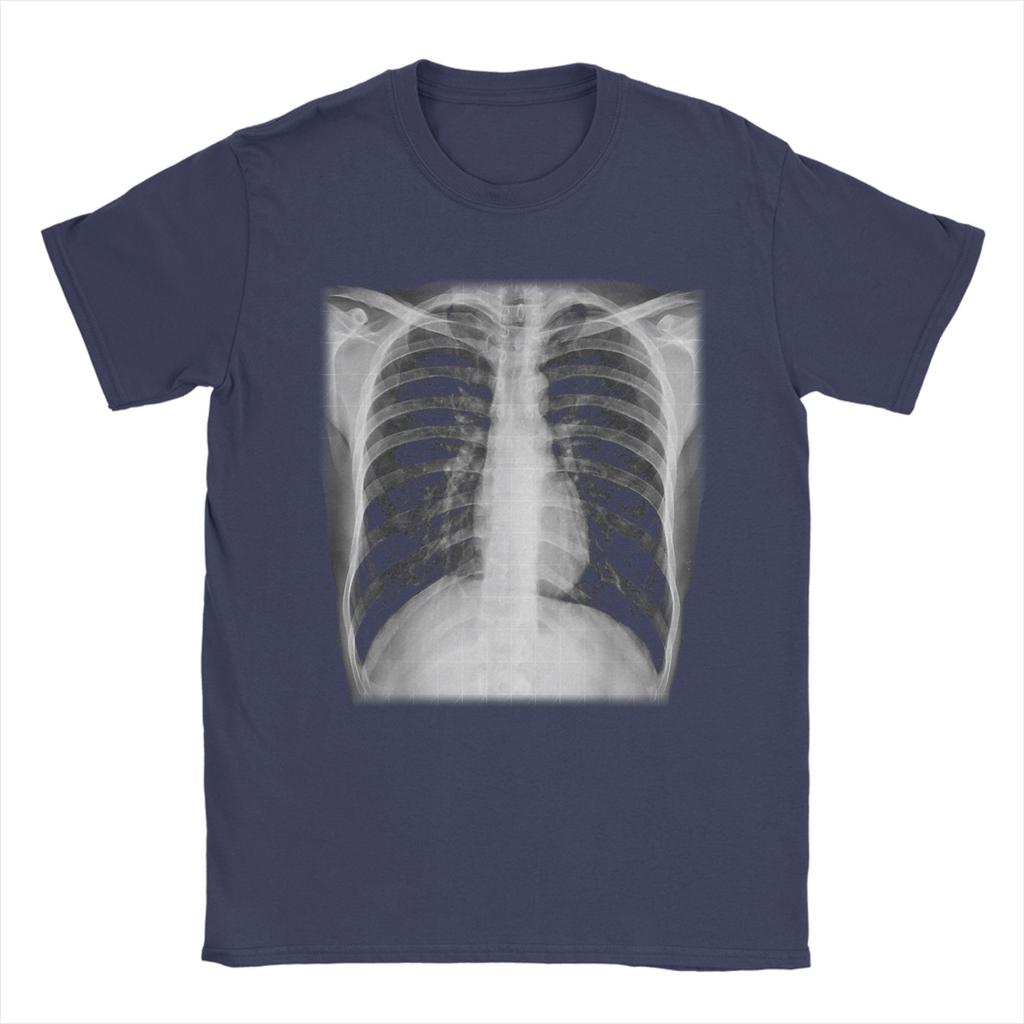 Skelett Brustkorb Röntgen Herren T-Shirts Lässige T-Shirts Kurzarm O-Ausschnitt T-Shirt Baumwolle Große Größen Oberteile
