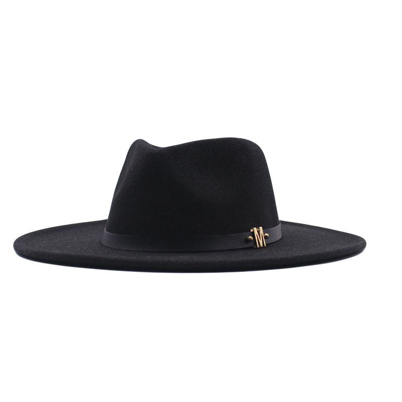 Europe, America, Autumn and Winter New M Standard Big Eaves Peach Heart Concave Convex Top Fashion Flat Top Hat Women's Woolen Jazz Hat