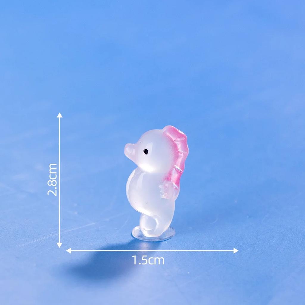 9/18/36Pcs Luminous Seahorse Fairy Garden Miniatures Mini Ornament Kawaii Micro Landscape Fish Tank Decoration Ornament Gifts