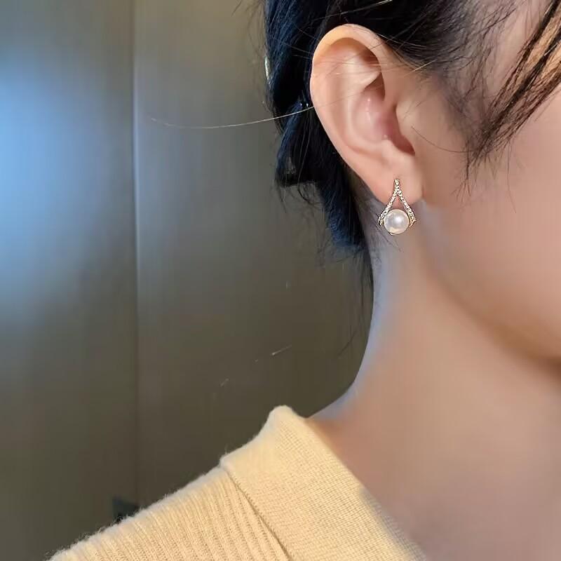 Modyle Korea New Fashion Gold Color Cross Crystal Drop Earrings for Women Elegant Cute Pearl Earrings Brincos